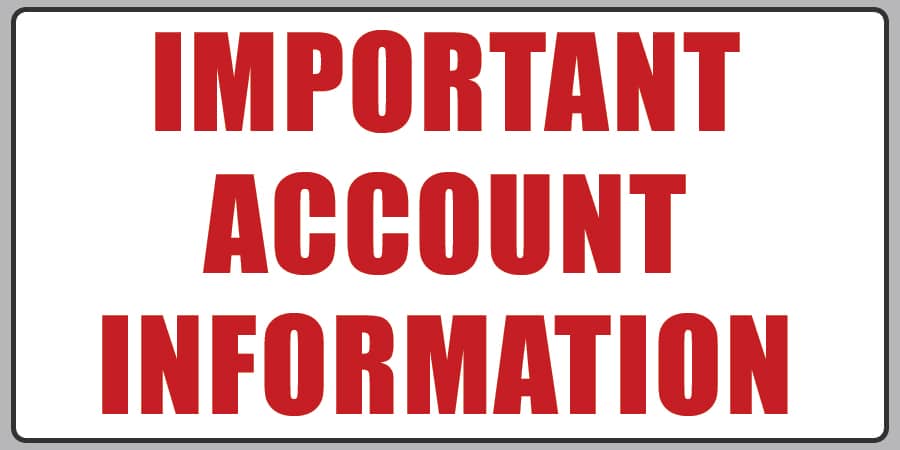 The words: Important Account Information