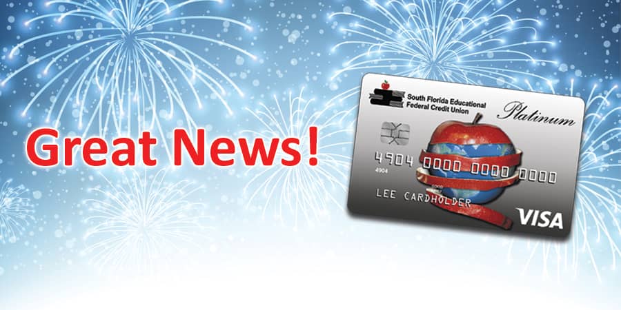 A VISA Credit Card with fireworks in the background. To its left, the words: Great news! You are pre-qualified for a Visa Platinum Card!