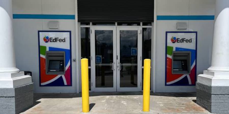 The entrance view of the EdFed branch.