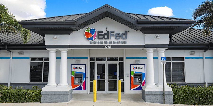 The entrance view of the EdFed branch.