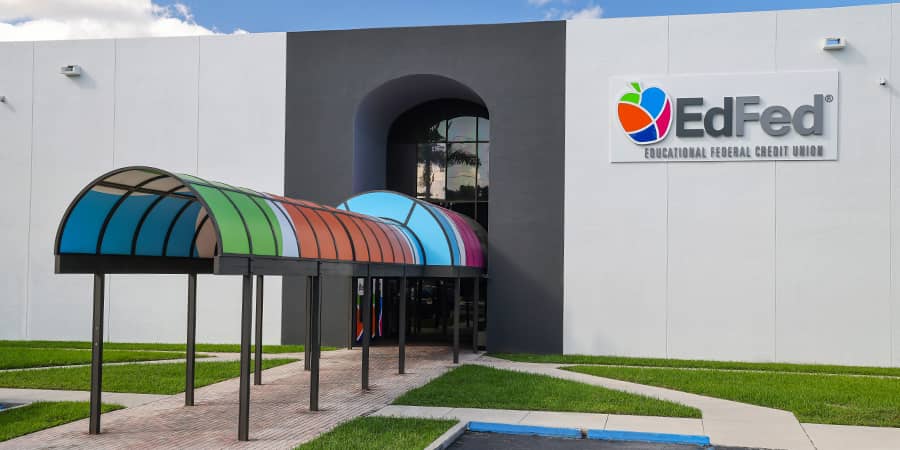 The entrance view of the EdFed branch.