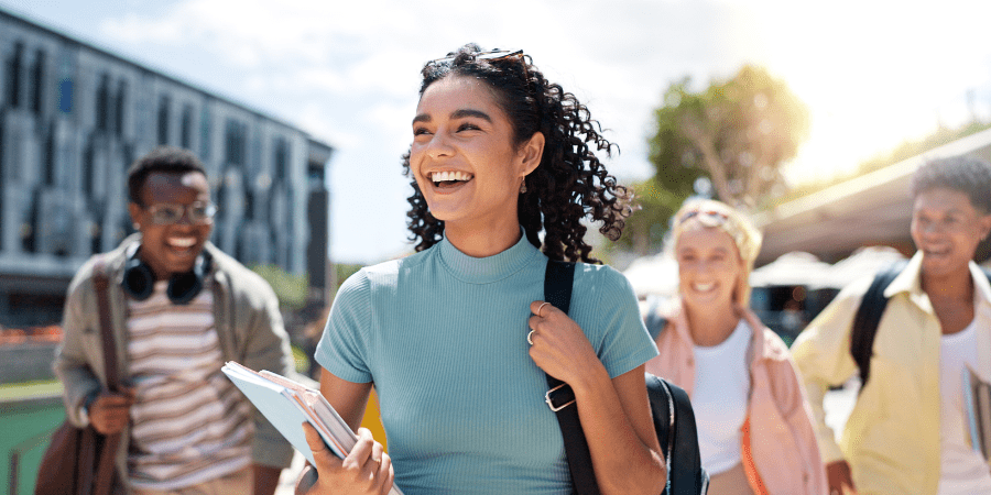 graphic A group of young students walking together.